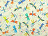 This fabric is a part of the Toadily Cute collection and is called Happy Dragonflies Light Yellow. This fabric is covered with colorful dragonflies that are blue, green, orange and black.
