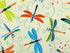 This fabric is a part of the Toadily Cute collection and is called Happy Dragonflies Light Yellow. This fabric is covered with colorful dragonflies that are blue, green, orange and black.