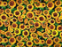 This fabric is part of the Always Face Sunshine Collection. The black fabric is covered with yellow sunflowers. Some of the sunflowers have bees on them