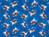 This fabric is part of the big hugs collection. The blue fabric is covered with grey and white cats. There is a first aid kit sitting in front of the cats.