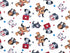 The white fabric is covered with cats and dogs. Some of the dogs have stethoscopes around their neck. There are red and blue stars throughout this fabric. This fabric is part of the big hugs collection.