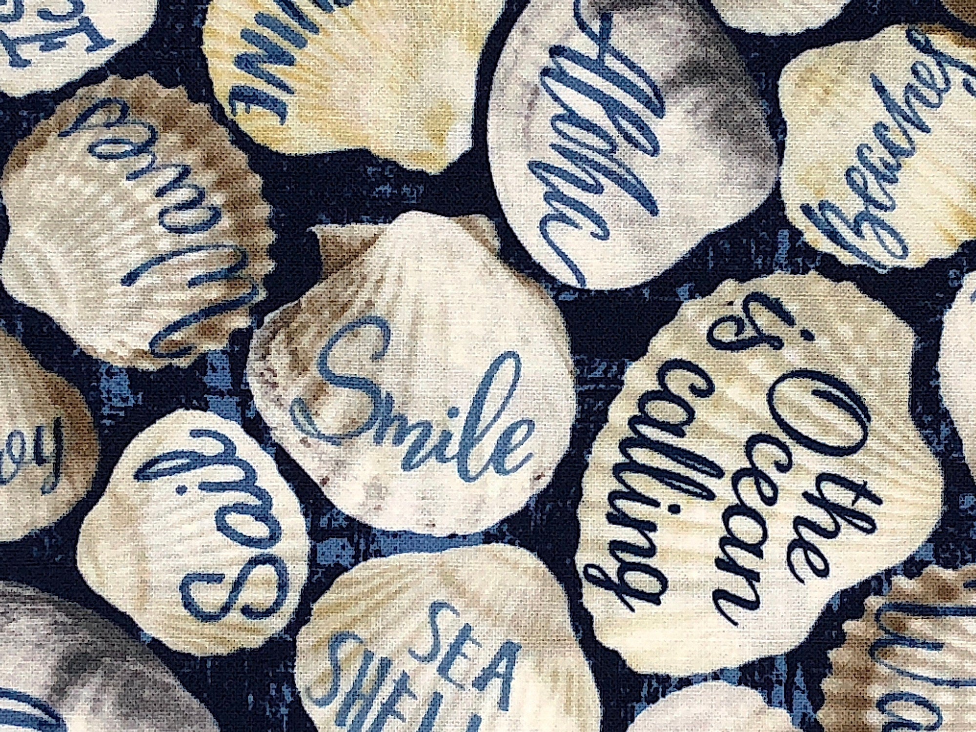 Seashell Fabric - Words on Seashells - Cotton Fabric - Quilting Fabric - Timeless Treasures - NAU-88