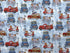This fabric is part of the Patriotic Summer Collection by Beth Albert. This Patriotic Vehicle fabric is covered with red and blue trucks, cars and bicycles. You will also find lots of flags and flowers.