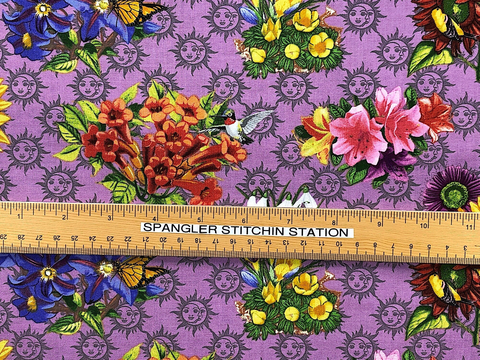 Ruler on fabric to show width. 