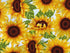 This fabric is covered with yellow sunflowers with brown centers and green leaves. This packed sunflower fabric is part of the Sunny Sunflowers Collection.