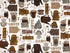 This coffee themed fabric is covered with coffee pots, beans, cups and the word coffee