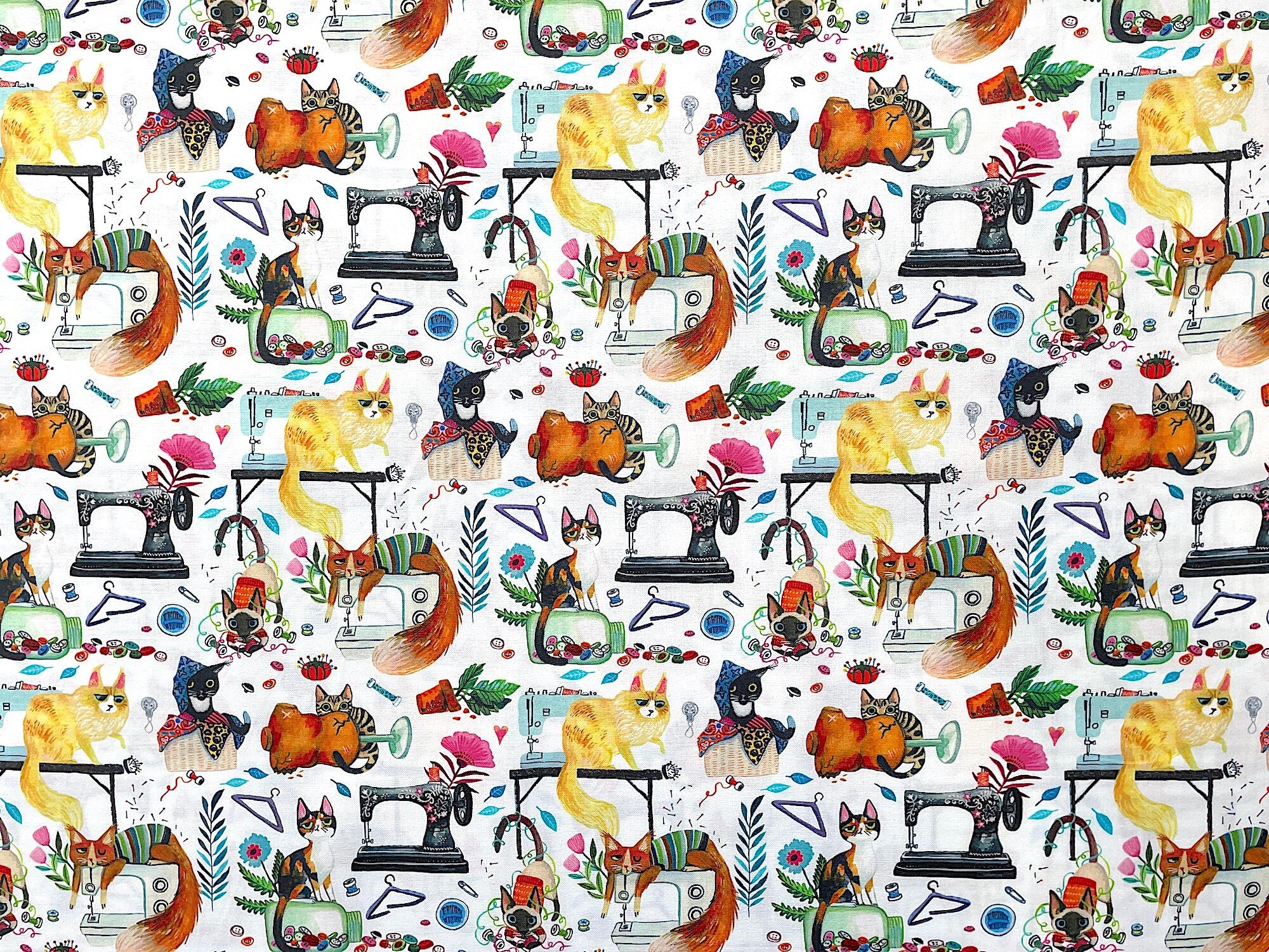 Sewing Machines and Cats - Sew Mischievous Collection - Sewing Themed Fabric - SEW-37
