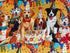 Here is a fun design of a Dog Birthday Bash. Looks like these dogs are having a fun Birthday Party. They are wearing party hats and blowing horns and if you look closely there are a couple of cat party crashers. What is a birthday bash without a cake and some presents.