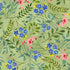 Green cotton fabric covered with wildflowers.
