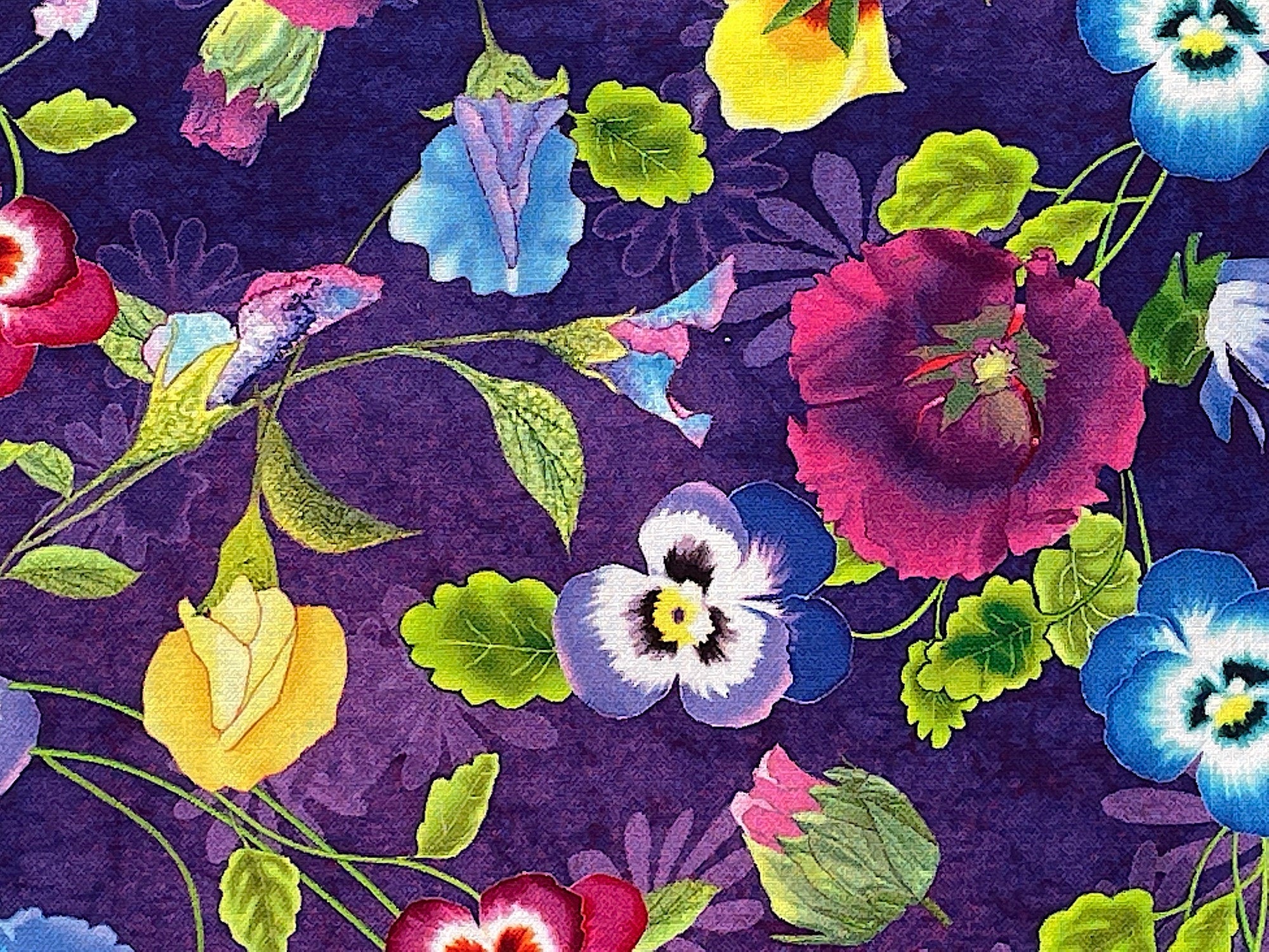Close up of pansies and leaves.