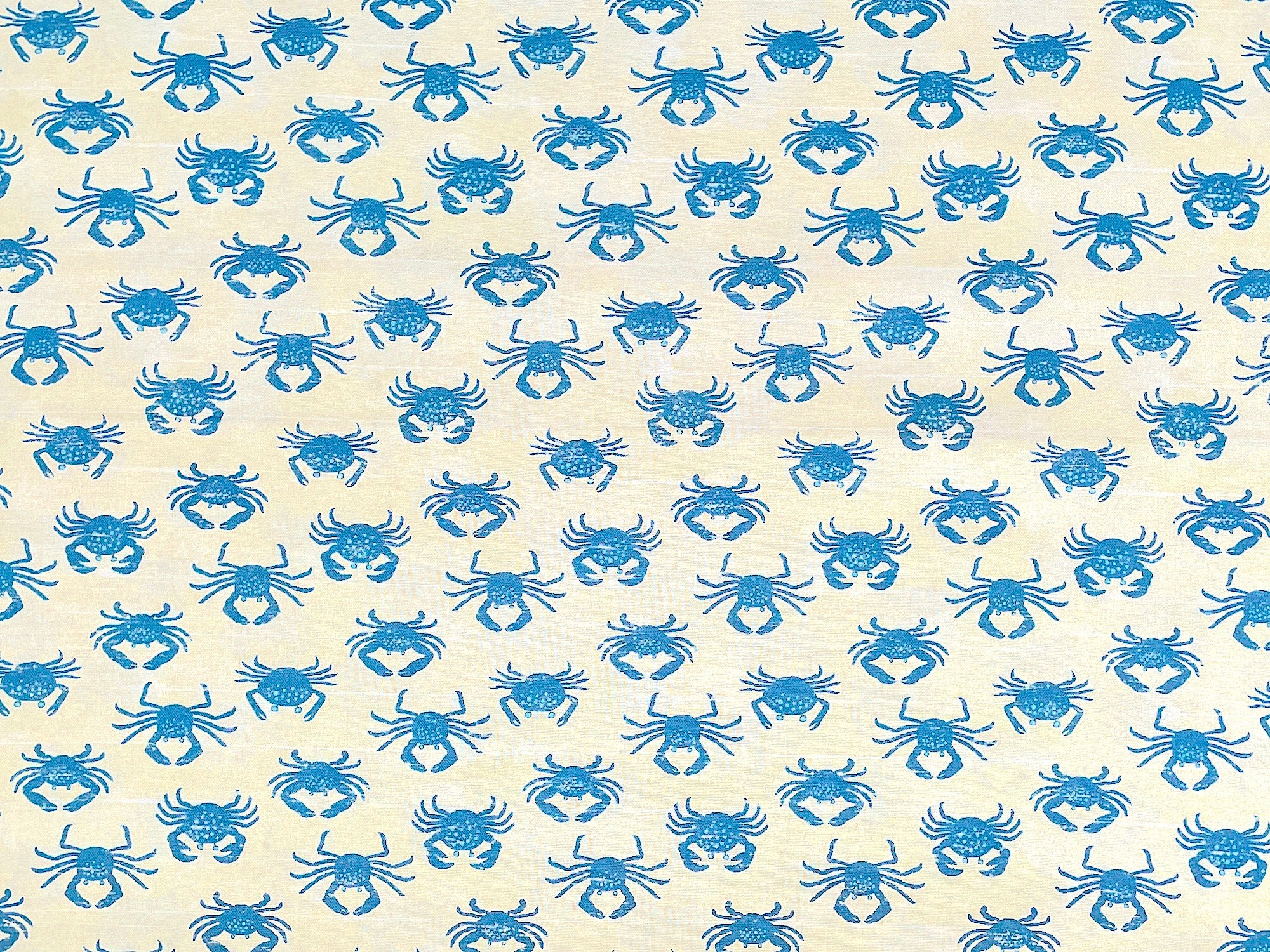 This design features Light Blue Crabs on a cream colored background.