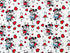 Mickey and Minnie Mouse are dancing and kissing on this white cotton fabric. Red Hearts are throughout the fabric.