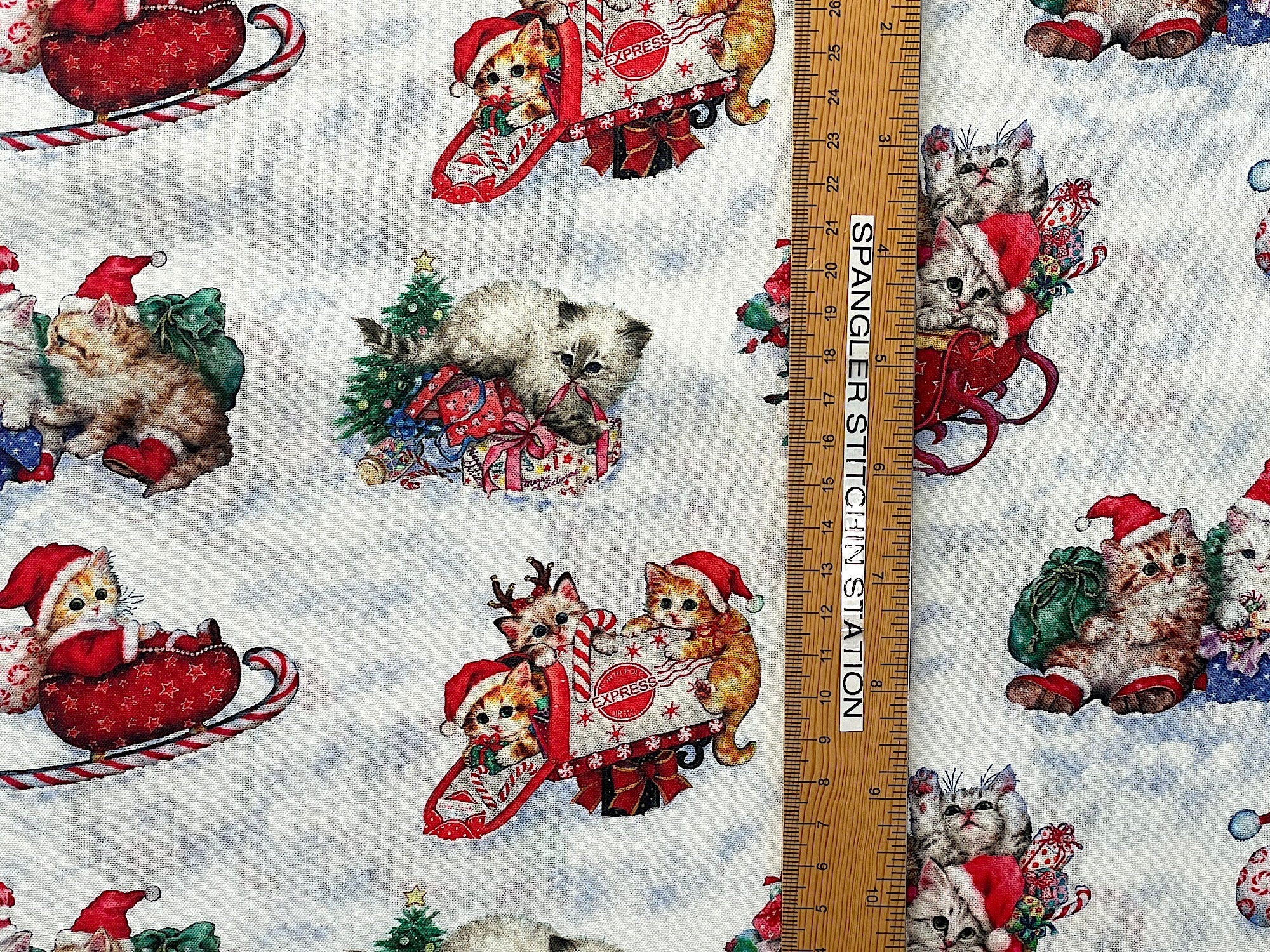 Ruler on fabric to show height.
