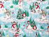 This cotton fabric from Windham Fabrics is covered with snowmen, penguins decorated trees snowflakes, red birds and more. This fabric is called Ice blue Snow Day Scene and has a light blue background covered with a sprinkling of snowflakes.