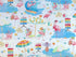This white cotton fabric features flamingoes on the beach. Some of the flamingoes are sitting in chairs under an umbrella sipping drinks, others are riding the waves. There are also beach signs, sand castles, sha shells and more