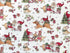 This cotton fabric is covered with gnomes, dogs, presents, Christmas trees, candy canes and more. The gnomes and dogs are having a good time playing