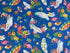 This medium blue cotton fabric features flamingoes on the beach. Some of the flamingoes are sitting in chairs under an umbrella sipping drinks, others are riding the waves.