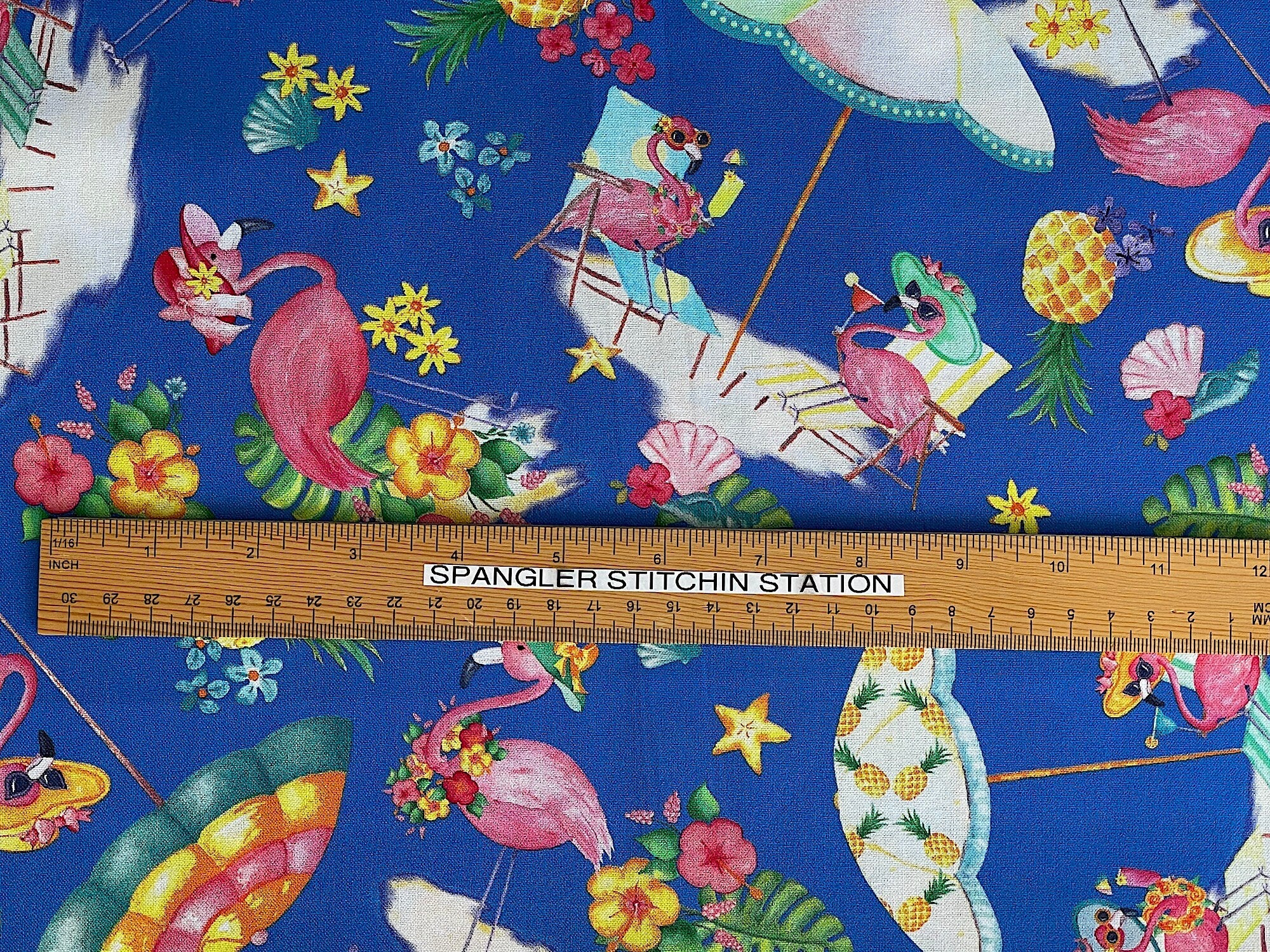 Ruler on fabric to show width.