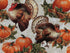 Close up of a rooster and pumpkins.
