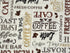 Close up of words such as coffee shop, dark roast, coffee time fresh coffee and more.