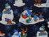 Close up of snowmen, bunnies, snowflakes and more.