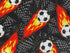 Close up of a flaming soccer ball.