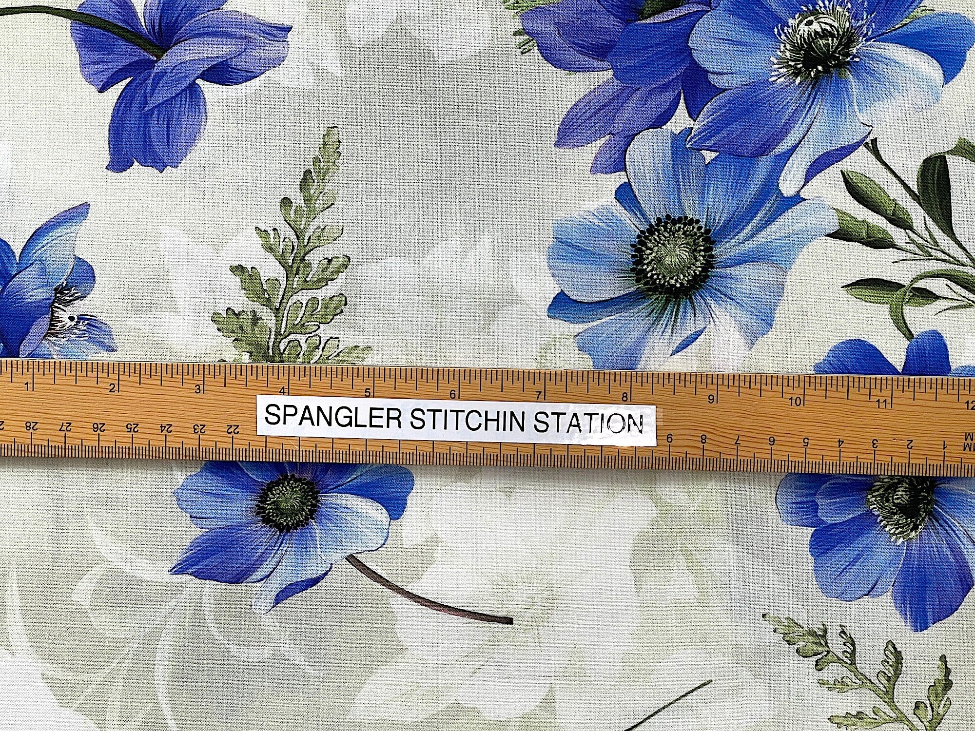 Ruler on fabric to show width
