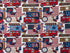 This fabric is part of the Free Range collection by Windham Fabrics. This cotton fabric is covered with red trucks, USA flags, red, white and blue roosters and more. Perfect fabric for those patriotic projects.
