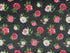 Black cotton fabric covered with red and white peonies.