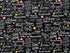 Black cotton fabric covered with saying such as welcome home, homemade, happy home, home sweet home and more.