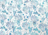 White cotton fabric covered with blue coral.
