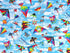 Cotton fabric covered with kites.