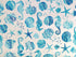 White cotton fabric covered with starfish, seahorses and sea shells.