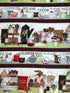 This fabric is part of the Hot Cocoa Bar collection and is covered with cups of hot cocoa, gingerbread houses, snacks and sayings. Some of the sayings are Made Fresh, Hot Cocoa, Premium Cocoa and more.