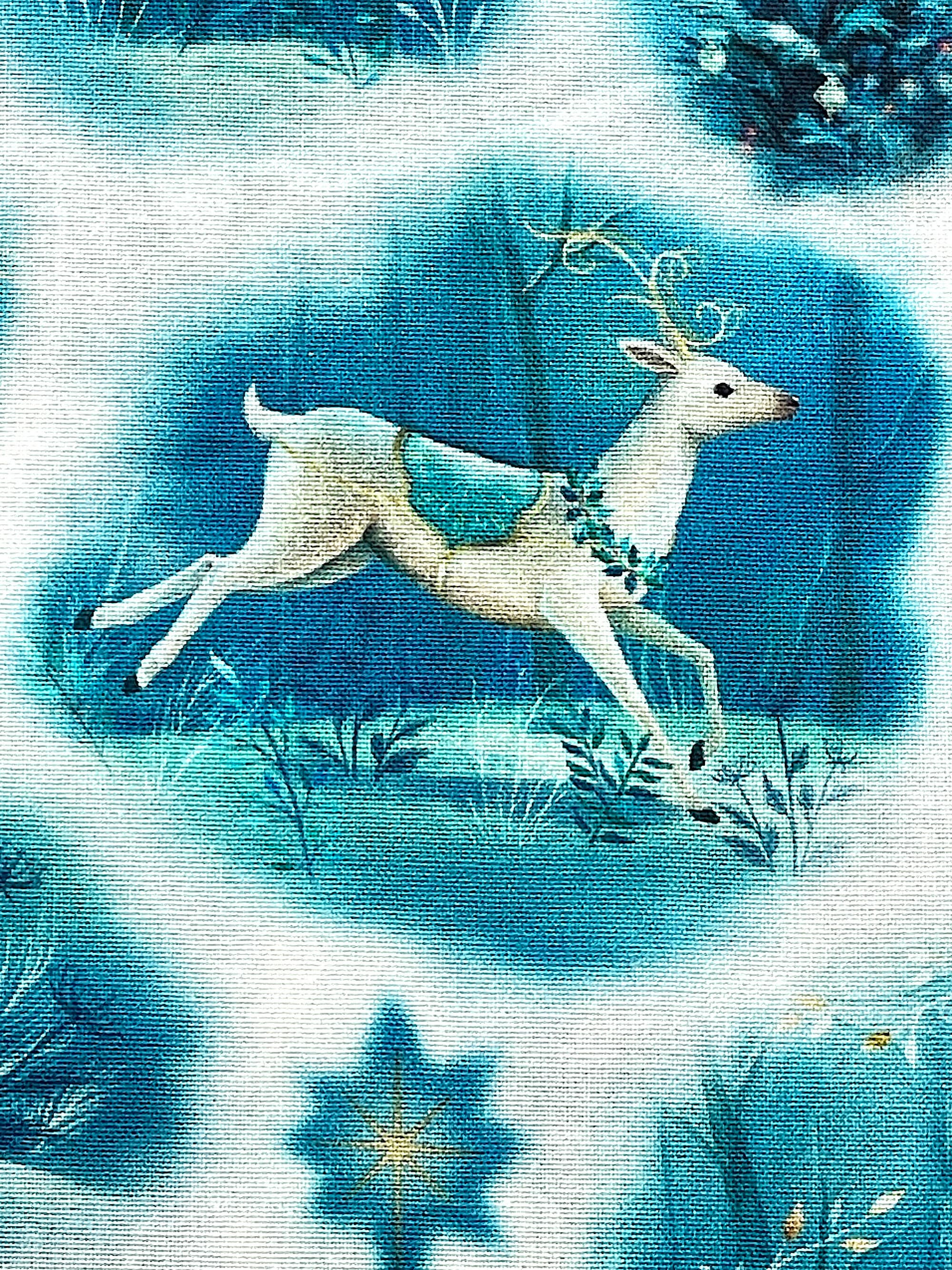 Close up of a reindeer that is running.