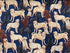 This blue cotton fabric is covered with Labrador Retrievers. The dogs are black, brown and beige.