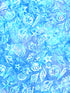 This cotton fabric is called Seashell Breakers and is covered with seashells. The fabric has various shades of blue and light purple and white.