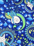 This cotton fabric is called Seashell Mystique and is covered with seashells, bubbles and other shapes.
